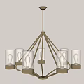 Elegant Modern Chandelier With Metal Frame And White Glass Shades For Home Decor