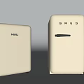 Two White SMEG Compact Freezer and Tall Refrigerator in Modern Minimal Design