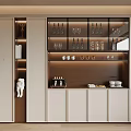 Modern Wine Cabinet With Glass Doors Wine Bottles Glasses And Built In Lighting