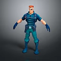 Cartoon Style 3D Male Character In Blue Uniform Standing With Red Hair And Goggles