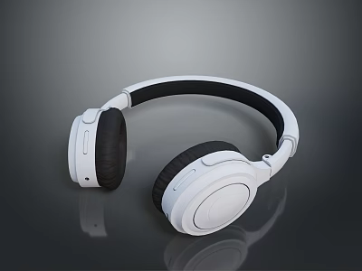 White Wireless Over Ear Headphones With Soft Ear Cushions And Adjustable Headband 3d model