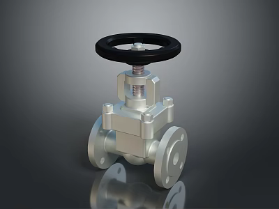 Industrial Metal Valve With Black Handwheel And Flanged Connection For Pipeline Control 3d model