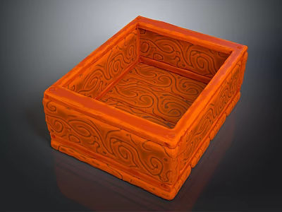 Orange Square Storage Box with Intricate Swirl Pattern for Home Use 3d model