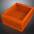 Orange Square Storage Box with Intricate Swirl Pattern for Home Use 3d model