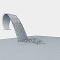 Garden Ornament Water Feature With Curved Metal Structure Flowing Water Surrounded By Green Plants