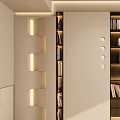 Modern Entryway Hallway Interior Design With Built in Bookshelves And Recessed Lighting