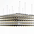 Contemporary Multi layer Geometric Chandelier With Metal Grid Structure And Suspended LED Lights