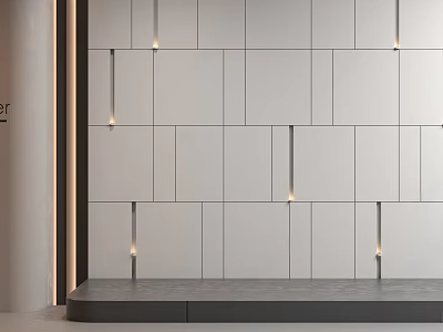 Modern Minimalist Background Wall Design With Ceramic Tiles And Recessed Lighting 3d model
