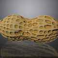 Detailed Whole Peanut With Natural Textured Shell On Black Reflective Surface