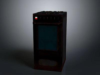 Vintage Dark Brown Electric Oven With Control Panel And Glass Door 3d model