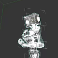 Game and Movie Robot Character With Square Head Mechanical Arms and Metallic Texture