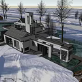 Waterfront Detached Villa Modern Design With Large Windows Terrace Surrounding Trees And Clear Water View