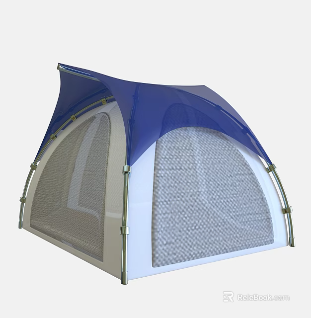 Outdoor Canopy Design With Blue White Mesh And Metal Frame Structure 3d model 