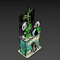 Panda Game Character With Bamboo Cross Sign And 100 Percent Pedestal Design