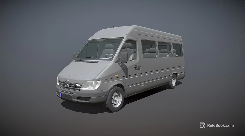Gray Mercedes Benz Van With Spacious Interior Multiple Seats And Side Windows 3d model