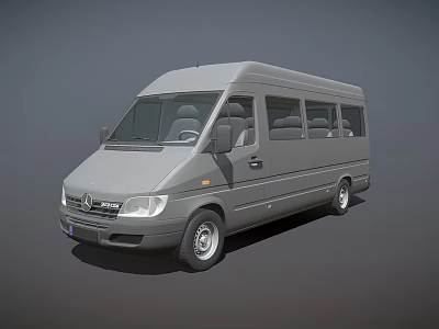 Gray Mercedes Benz Van With Spacious Interior Multiple Seats And Side Windows 3d model