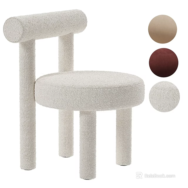 Modern Upholstered Dining Chair With Round Seat And Multiple Color Options 3d model 