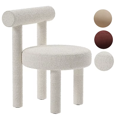 Modern Upholstered Dining Chair With Round Seat And Multiple Color Options 3d model