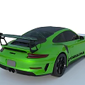 Green Sports Car With Black Roof Rear Spoiler And Sporty Design