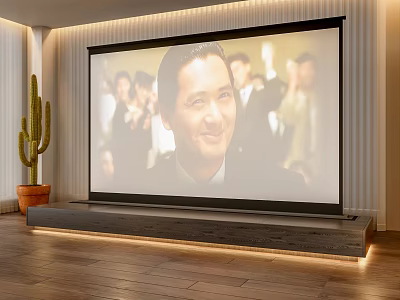 Projection Monitoring System With Large Screen Displaying Crowd Footage On Wooden Floor 3d model