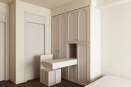 Modern Light Master Bedroom Wardrobe Makeup Table 3d model