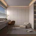 Modern Light Beige Full Height Wardrobe With Glass Display Area For Cozy Minimalist Bedroom Interior