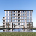 Modern Residential Building Simple Multi-storey Residence 3d model