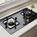 Black Glass Gas Hob On White Countertop With Green Apples And Window Blinds