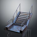 Rusted Metal Staircase With Steel Handrails And Platform For Industrial Settings