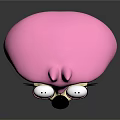 Pink 3D Cartoon Character Wearing White Hoodie With Happy Expression On Black Background