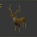 Realistic Deer Sculpture With Large Antlers Standing On Gradient Background 3d model