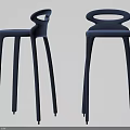 Blue Modern Bar Stools Design With Ring Shaped Backrest And Slender Legs 3d model