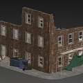 Detailed Collapsed Building Model With Broken Walls Scattered Debris And Ruined Structure