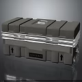 Gray Equipment Case With Silver Trim Safe Shield Label And Upward Arrows 3d model