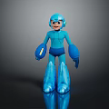 Blue Robot Game Movie Character In Metallic Armor With Shiny Gloves And Boots