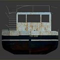 Flat Bottom Boat With Upper Cabin Flat Deck And Red Buoys Design 3d model