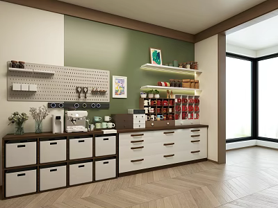 Modern Entryway Cabinet And Sideboard With Storage Drawers And Open Shelves 3d model