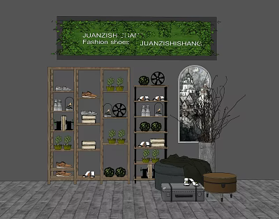 Industrial LOFT Storage Rack Shelf 3d model