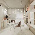 Elegant Handbag Boutique Interior With Display Shelves Leather Bags White Counter And Chandelier