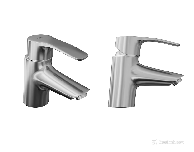 Two Single Handle Modern Chrome Bathroom Sink Faucets With Sleek Design 3d model 