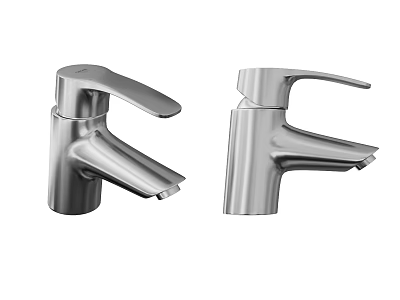 Two Single Handle Modern Chrome Bathroom Sink Faucets With Sleek Design 3d model