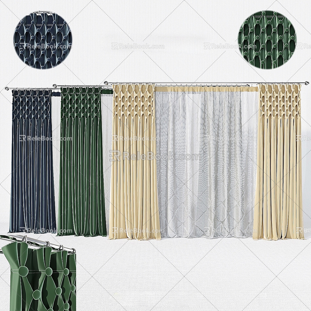 Modern fabric curtains 3d model