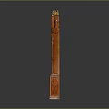 Antique Wooden Grandfather Clock With Carved Details Spire Decoration And Glass Panel
