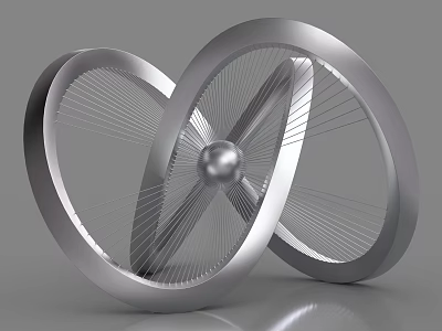 Industrial Equipment With Interlocking Metallic Rings Central Sphere And Complex Structural Design 3d model