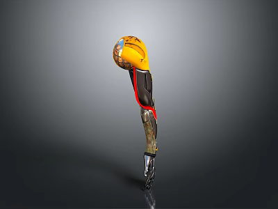 Advanced Modern Prosthetic Leg With Carbon Fiber Frame And Yellow Black Design 3d model