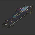 Blue Sci Fi Spaceship Model With Futuristic Metallic Structure And Warship Design 3d model