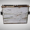 Public Outdoor Metal Trash Bin With Rusted Surface And Black Lid