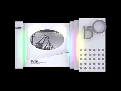 Elegant 150th Anniversary Commemorative Booklet Design With Geometric Elements And Colorful Light Effects 3d model