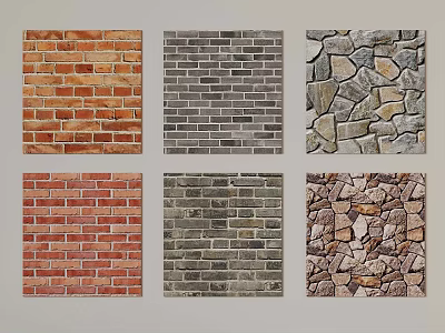 Various Wall Textures Collection Including Brick And Stone Patterns For Decoration 3d model
