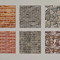 Various Wall Textures Collection Including Brick And Stone Patterns For Decoration 3d model